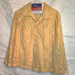 Sheer yellow zebra print button down